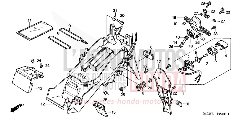REAR FENDER (2) for CBR600F Special Edition WINNING RED (R258) from 2001
